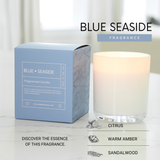 Hillhouse Naturals/Field+Fleur - Blue Seaside Candle In White Glass in box 9oz. Ctn. 6