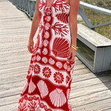 Rosa Clothing - Resort Style Sea Creature Print Slip Dress