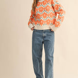&MERCI - FUZZY TEXTURE FLORAL SWEATER MSW11198