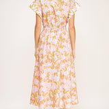 Strut & Bolt - Floral Print Block Shirt Midi Dress