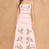 Strut & Bolt - Embroidered Floral Lace Detail Top Skirt Set
