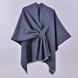 Rosa Clothing - Asymmetric plain classic Thermal Ruana Shawl