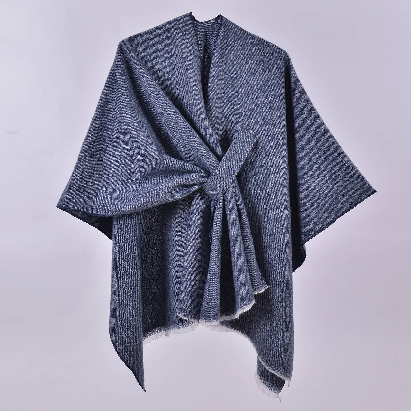 Rosa Clothing - Asymmetric plain classic Thermal Ruana Shawl