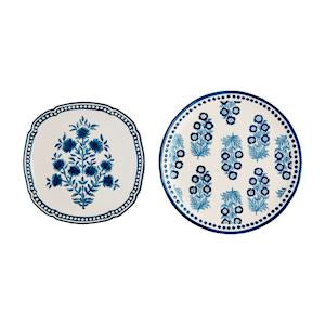 Block print nested platter set