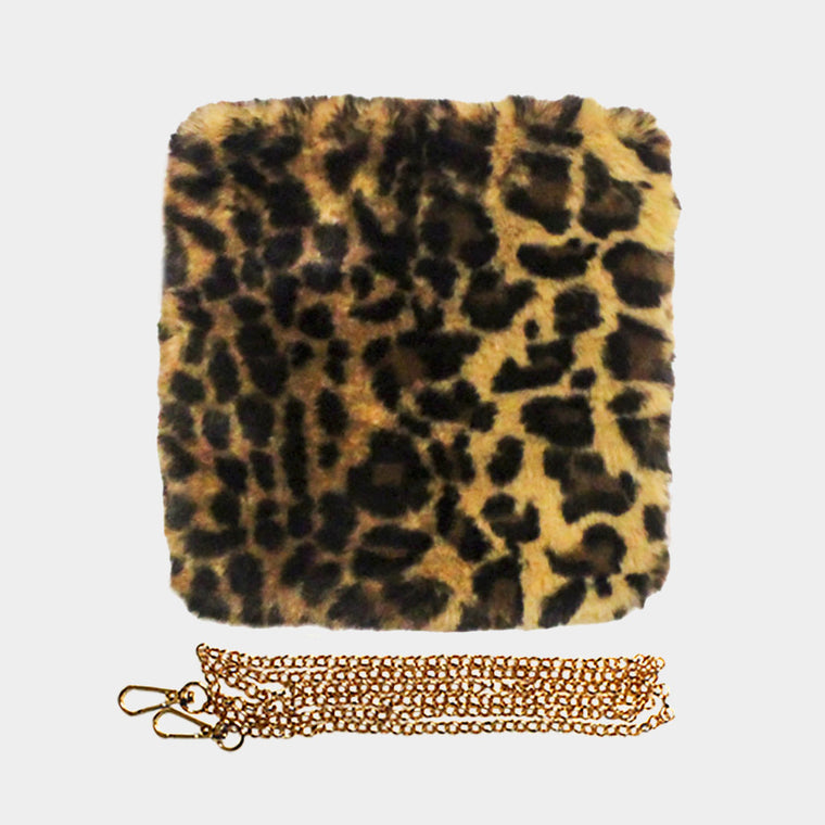 Faux Fur Square Crossbody Bag