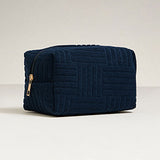 Grid pattern cosmetic bag