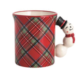 Snowman Tartan Figural Handle Mug