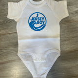 Jersey Boy Wave Onesie – White / Blue Print
