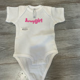 Jersey Girl Onesie – White / Hot Pink Logo