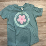 Youth Jersey Girl Daisy Badge Tee – Teal