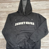 Jersey Shore with State Chenille Hoodie - charcoal