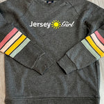 Charcoal Jersey Girl Crew Sweatshirt W/Stripes