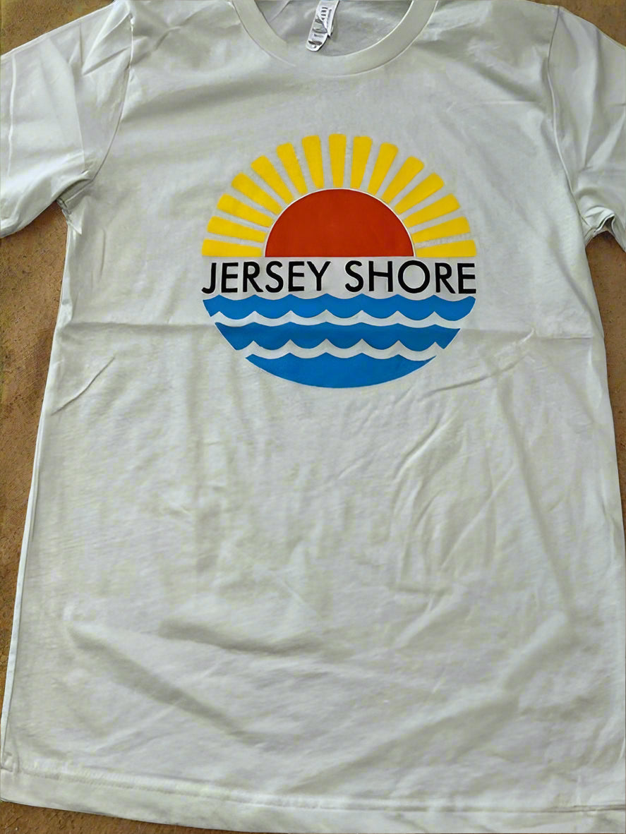 Adult Jersey Shore Bright Sun/Waves Tee Pale Green