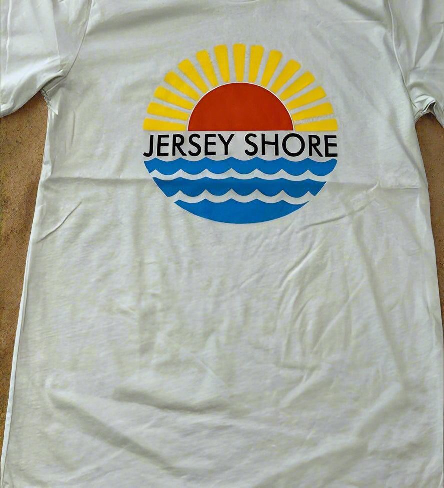 Adult Jersey Shore Bright Sun/Waves Tee Pale Green