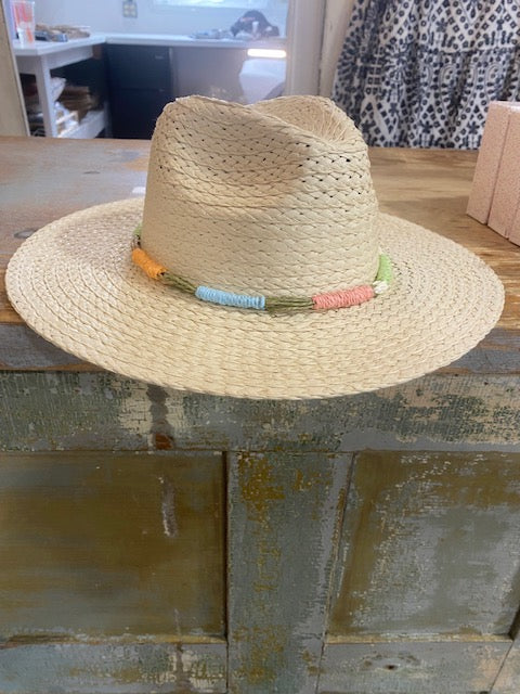 Straw Hat with Pastel Twist Band