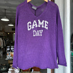 Game Day Purple V Cotton Sweater