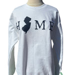 Adult White Crew Sweatshirt with Navy Home