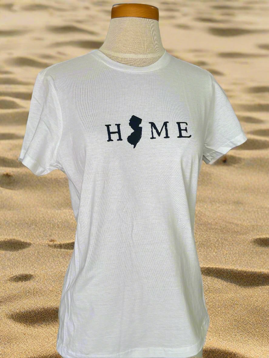 Ladies White Tee with Navy Home