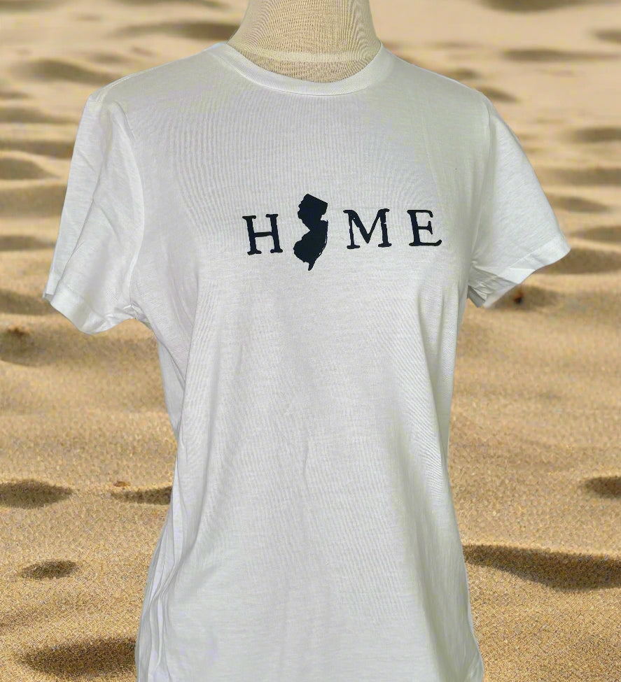 Ladies White Tee with Navy Home