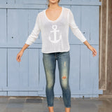 Crochet Anchor 3/4 sleeve sweater