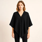 Solid triangle poncho w button