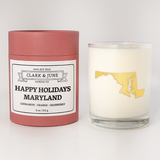 Clark & June Candle Co. - Happy Holidays 11oz Soy Holiday Candle All States