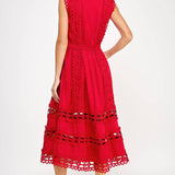 Strut & Bolt - Scallop Edge Crochet Trim Satin Midi Dress