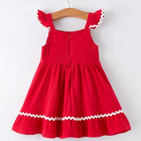 Rylee Faith Designs - Summer Red Girls Ruffle Trim Dress