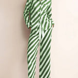 Rosa Clothing - Cozy & Soft Christmas Diagonal Stripes Long Pajama Set