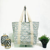 Anju Jewelry - Handcrafted Canvas Bag with Block-Printed Floral Peacock
