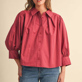 &MERCI - PUFF SLEEVE BUTTON DOWN TOP MTP5145