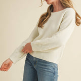&MERCI - FLORAL KNIT PUFF SLEEVE SWEATER MSW10912