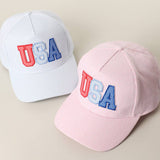 Fashion City - USA Embroidered Patch Varsity-Style Stripe Trucker Hat