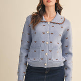 &MERCI - DOLL COLLAR HEART KNIT SWEATER CARDIGAN MSW11160