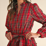 &MERCI - PLAID MINI DRESS WITH TIERED RUFFLE TRIM MDR3538