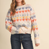 &MERCI - GEOMETRIC HEART DESIGN SWEATER PULLOVER MSW11478