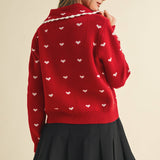 &MERCI - DOLL COLLAR HEART KNIT SWEATER CARDIGAN MSW11160