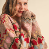&MERCI - GEOMETRIC HEART DESIGN SWEATER PULLOVER MSW11478
