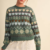&MERCI - GEOMETRIC HEART DESIGN SWEATER PULLOVER MSW11478