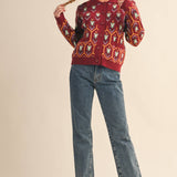 &MERCI - FLORAL KNIT COLLARED SWEATER CARDIGAN MSW11113