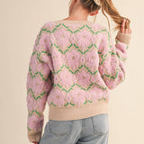 &MERCI - FUZZY TEXTURE FLORAL SWEATER MSW11198