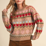 &MERCI - GEOMETRIC HEART DESIGN SWEATER PULLOVER MSW11478