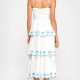 Strut & Bolt - Seashell Embroidery Scallop Layered Midi Dress