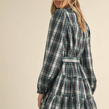 &MERCI - PLAID MINI DRESS WITH TIERED RUFFLE TRIM MDR3538