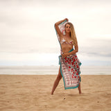 Boho-Eclectica - Block Print Cotton Sarong - Red Flower Print