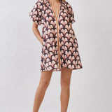 TCEC - CD07019-Floral Print Puff Sleeve Mini Dress
