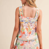 &MERCI - EXCLUSIVE FLORAL PRT TIE SHOULDER TOP SHORTS SET MPST4660