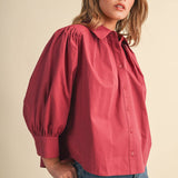 &MERCI - PUFF SLEEVE BUTTON DOWN TOP MTP5145