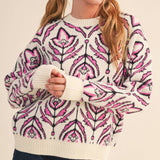 &MERCI - FLORAL PATTERN KNIT SWEATER MSW11095