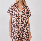 TCEC - CD07019-Floral Print Puff Sleeve Mini Dress